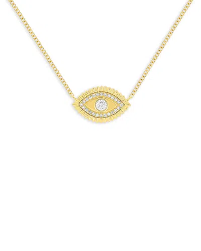 Ef Collection Evil Eye Diamond Pendant Necklace In 14k Yellow Gold
