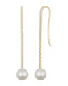 Ef Collection 14k Yellow Gold Freshwater Pearl & Diamond Vertical Bar Drop Earrings In Gold