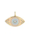 Ef Collection 14k Yellow Gold Jumbo Evil Eye Protection Charm With Diamonds, 0.17 Ct. T. W.