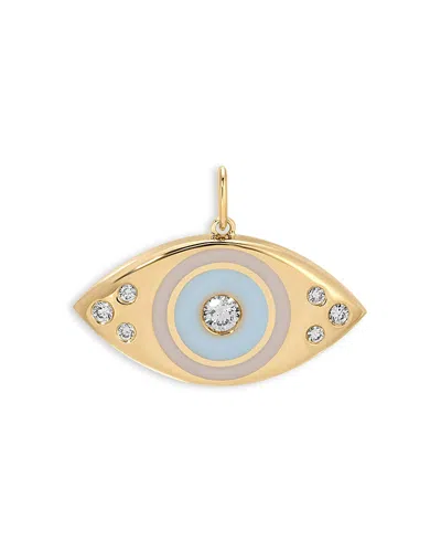 Ef Collection 14k Yellow Gold Jumbo Evil Eye Protection Charm With Diamonds, 0.17 Ct. T. W.