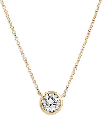 Ef Collection 14k Yellow Gold Lab Diamonds Lab Grown Diamond Bezel Pendant Necklace, 1.0 Tcw