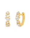 Ef Collection 14k Yellow Gold Multi Faceted Diamond Huggie Hoop Earrings In Gold