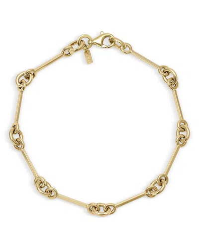 Ef Collection 14k Yellow Gold Reese Chain Bar Link Bracelet In Brown
