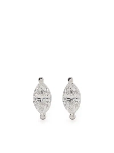 Ef Collection 14kt White Gold Diamond Stud Earrings In Silver