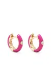 Ef Collection 14kt Yellow Gold Berry Enamel And Diamond Huggie Earrings In 金色