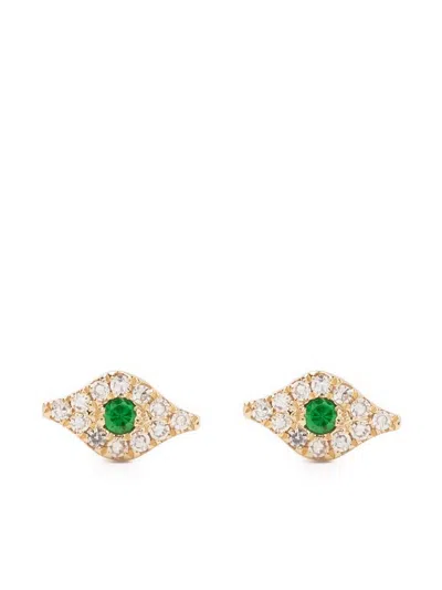Ef Collection 14kt Yellow Gold Evil Eye Stud Earring In 金色