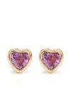 Ef Collection 14kt Yellow Gold Heart Sapphire Stud Earrings In Gold