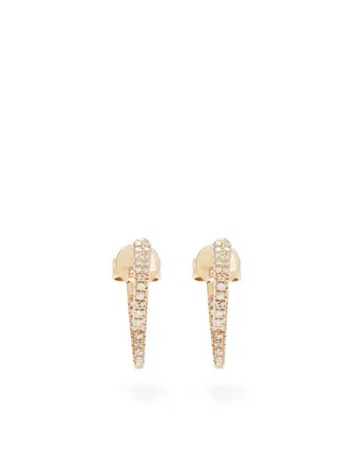 Ef Collection 14kt Yellow Gold Mini Hook Diamond Earrings In 金色