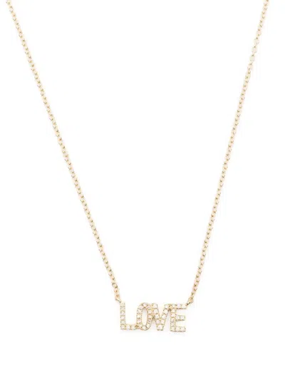 Ef Collection 14kt Yellow Gold Mini Love Diamond Necklace In 金色