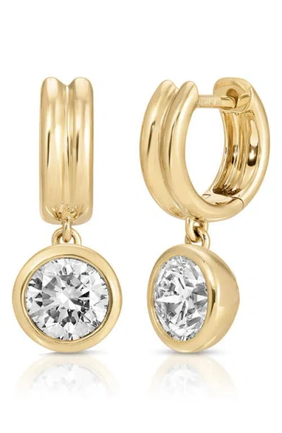 Ef Collection Bezel Set Diamond Huggie Hoop Earrings In Gold