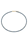 Ef Collection Birthstone Beaded Necklace In Yellow Gold/blue