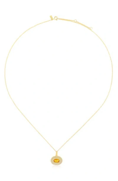 Ef Collection Citrine & Diamond Pendant Necklace In Yellow Gold