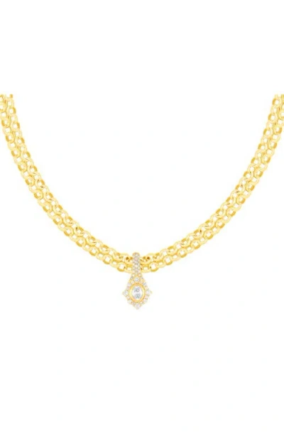 Ef Collection Daphne Diamond Pendant Double Chain Necklace In Gold