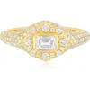 Ef Collection Daphne Emerald Cut Pavé Diamond Ring In Gold