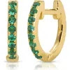 Ef Collection Diamond & Emerald Reversible Huggie Hoop Earrings In Gold