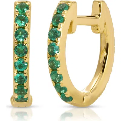 Ef Collection Diamond & Emerald Reversible Huggie Hoop Earrings In Gold