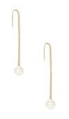 Ef Collection Diamond Ball Pearl Drop Earring In Metallic Gold