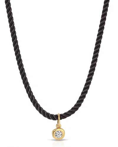 Ef Collection Diamond Bezel & Silk Cord Pendant Necklace In 14k Yellow Gold, 0.12 Tcw In Black
