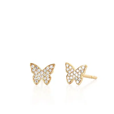 Ef Collection Diamond Butterfly Stud Earrings In Gold