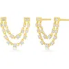 Ef Collection Diamond Chain Double Stud Earrings In Multi