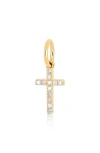 Ef Collection Diamond Cross Charm In Yellow Gold/diamond