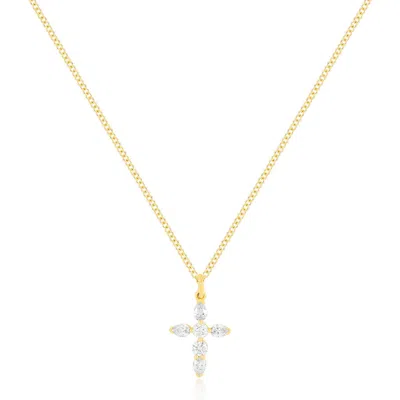 Ef Collection Diamond Cross Pendant Necklace In Yellow Gold