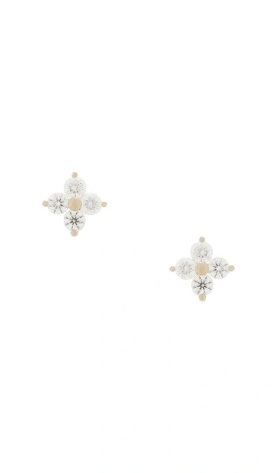 Ef Collection Diamond Fleur Stud Earring In Pink