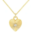 EF COLLECTION DIAMOND FLUTED HEART PENDANT NECKLACE