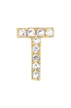 Ef Collection Diamond Initial Stud Earring In 14k Yellow Gold/t