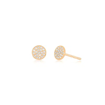 Ef Collection 14k Yellow Gold Diamond Mini Disc Stud Earrings In Multi