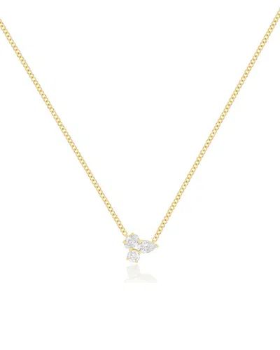 Ef Collection Diamond Mixed Cut Cluster Pendant Necklace In 14k Yellow Gold, 0.27 Tcw