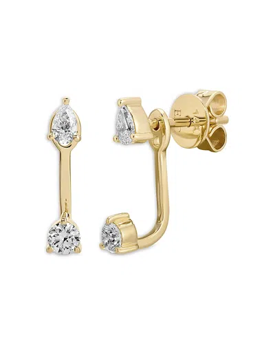 Ef Collection Diamond Pear & Oval Front To Back Earrings In Gold