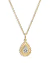 Ef Collection Diamond Pear Fluted Frame Pendant Necklace, 16-18 In Gold