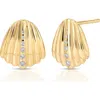 Ef Collection Diamond Shell Stud Earrings