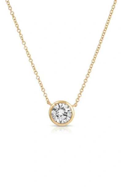 Ef Collection Diamond Solitaire Floating Bezel Pendant Necklace In Gold