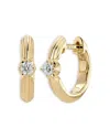 Ef Collection Diamond Solitaire Zoe Grooved Hoop Earrings In Gold