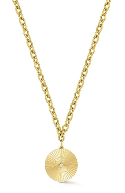 Ef Collection Disc Diamond Pendant Necklace In 14k Yellow Gold