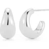 Ef Collection Dome Huggie Hoop Earrings In 14k White Gold