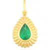 Ef Collection Emerald Fluted Teardrop Charm In Gold