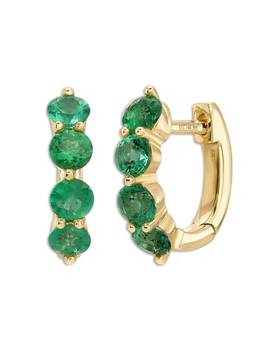 Ef Collection Jumbo Emerald Huggie Hoop Earrings In Gold