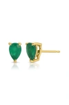 Ef Collection Emerald Pear Stud Earrings In Green