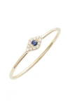 Ef Collection Evil Eye Diamond & Sapphire Stack Ring In Yellow Gold/sapphire