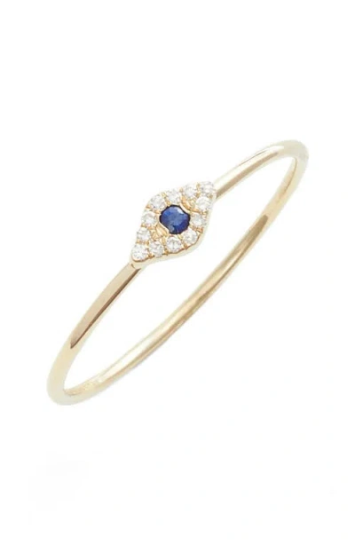 Ef Collection Evil Eye Diamond & Sapphire Stack Ring In Yellow Gold/sapphire