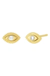Ef Collection Evil Eye Diamond Stud Earrings In 14k Yellow Gold