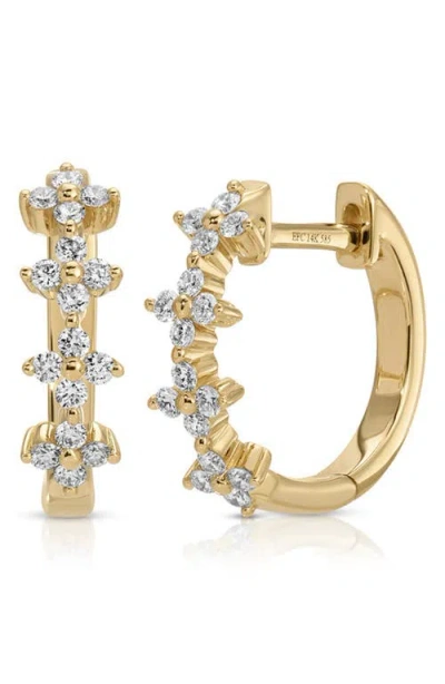 Ef Collection Fleur Diamond Huggie Hoop Earrings In Gold