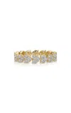 Ef Collection 14k Yellow Gold Diamond Heart Cluster Eternity Band In Brown