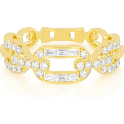 Ef Collection Graduated Chain Diamond Ring In 14k Yellow Gold