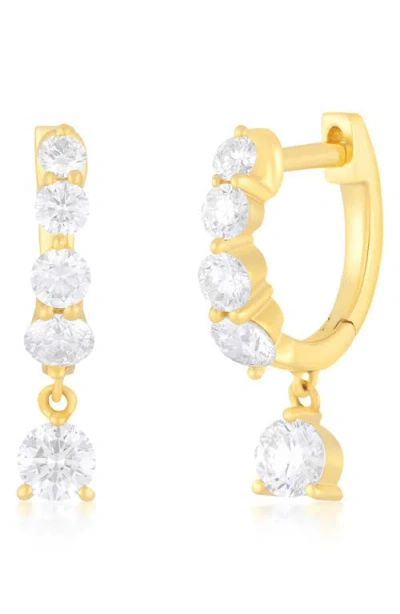 Ef Collection Graduated Diamond Huggie Hoop Earrings In Gold
