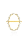Ef Collection Graduated Diamond Oval Ring In 14k Yellow Gold