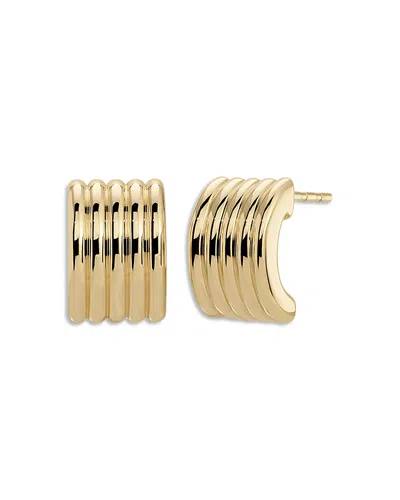 Ef Collection Grooved Huggie Hoop Earrings In Gold